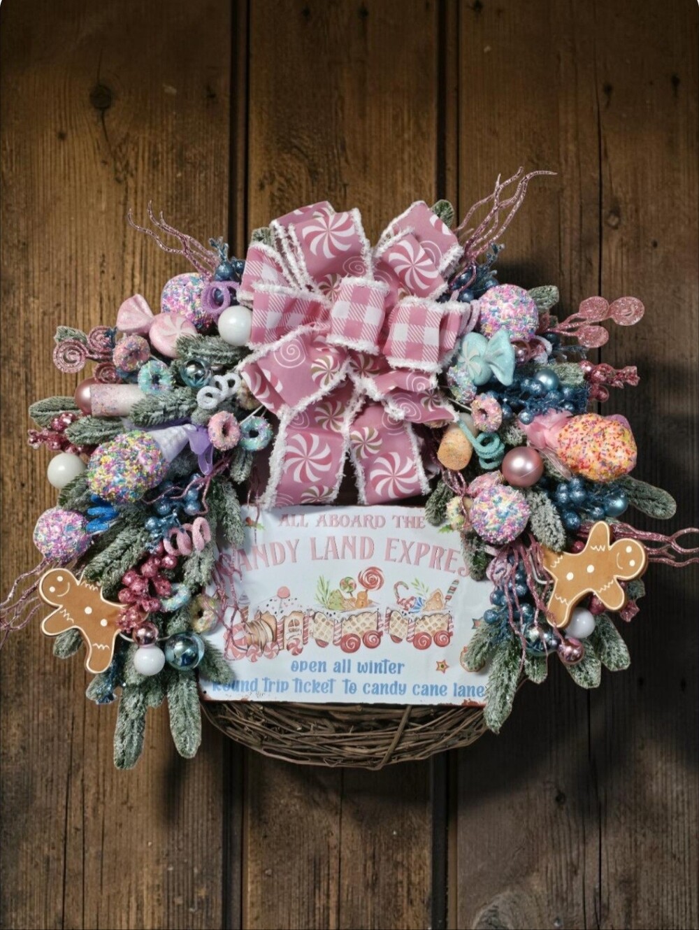 Candyland Express Christmas wreath